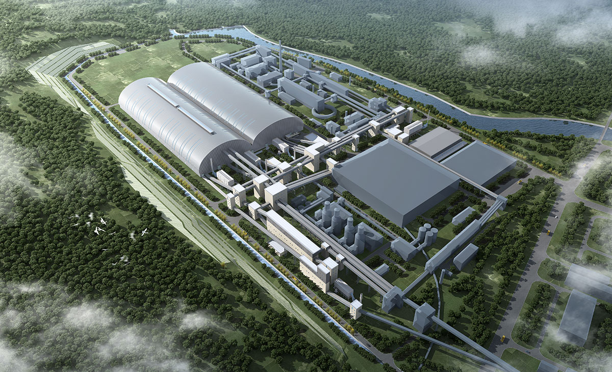 宝钢德盛新建原料场效果图鸟瞰图1